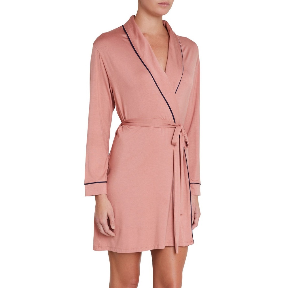 EBERJEY Gisele Tuxedo Robe in Old Rose MEDIUM